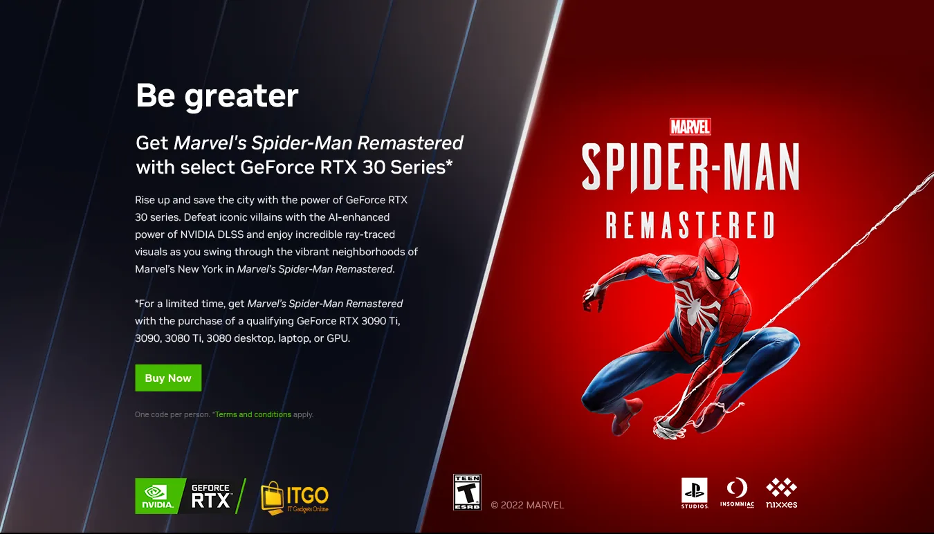 Nvidia x Spiderman Offer