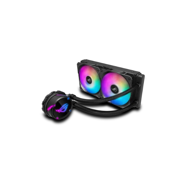 ASUS ROG Strix LC 240 all-in-one liquid CPU cooler with Aura Sync, and dual ROG 120mm addressable RGB radiator fans