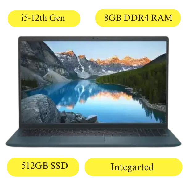 Dell Inspiron 3520 Dark Green (i5-1235U 12th Gen Processor 8GB DDR4 RAM 512GB SSD Integrated Graphics Windows 11 MS Office 2021 15.6 FHD WVA AG Narrow Border)-With Bag