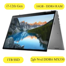 Dell Inspiron16 7620 Silver 2-In-1 with pen ( i7-1260P 12th Gen Processor 1TB SSD 2gb Nvd DDR6 MX550 Windows 11 MS Office 2021 16.0UHD+WVA Touch LBL HDR 400 nits ) - With Bag