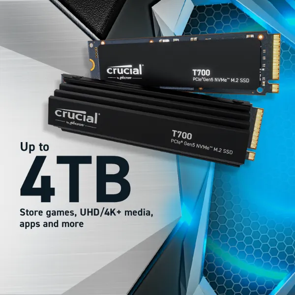 Crucial T700 1TB PCIe Gen5 NVMe M.2 SSD With Heatsink 4