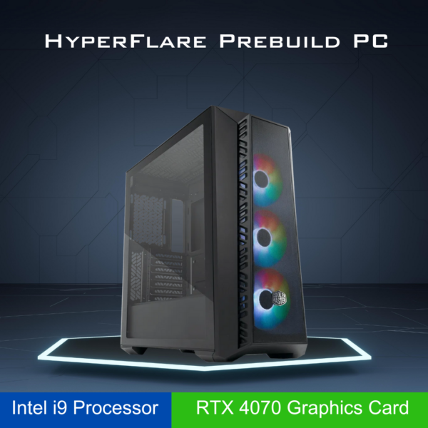 HyperFlare ATHENA P1LITE (Intel i9 Processor, DDR5 Ram, Nvidia RTX 4070 Graphics Card) Prebuilt PC