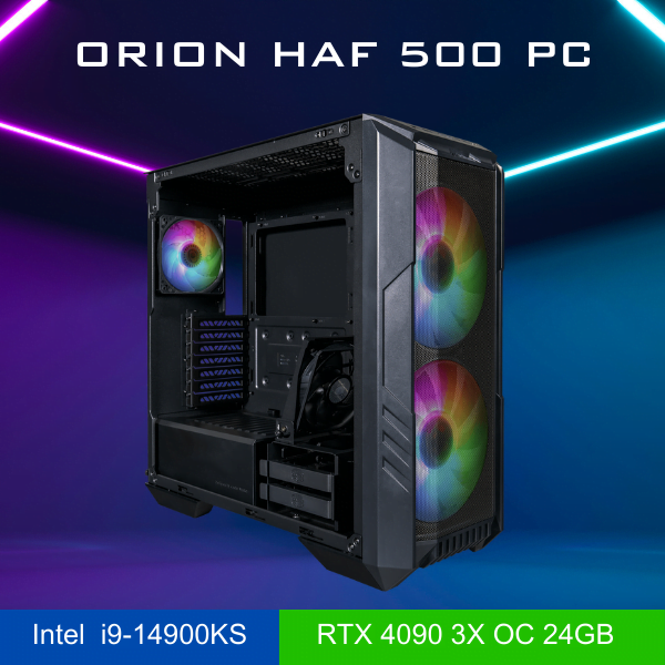 Orion HAF 500 Prebuild PC (Intel i9 14th Gen Processor, Nvidia RTX 4090 Graphics Card, Wifi 7)