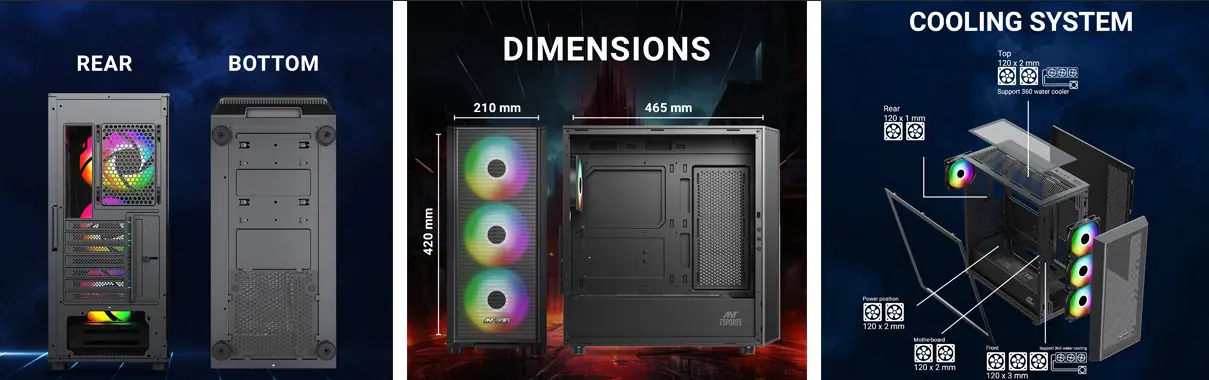 Ant Esports 411 Air Argb Eatx Mid Tower Cabinet (Black) (411-AIR-ARGB-BLACK) 10 Ant Esports 411 Air Argb EAtx Mid Tower Cabinet Black Features 4