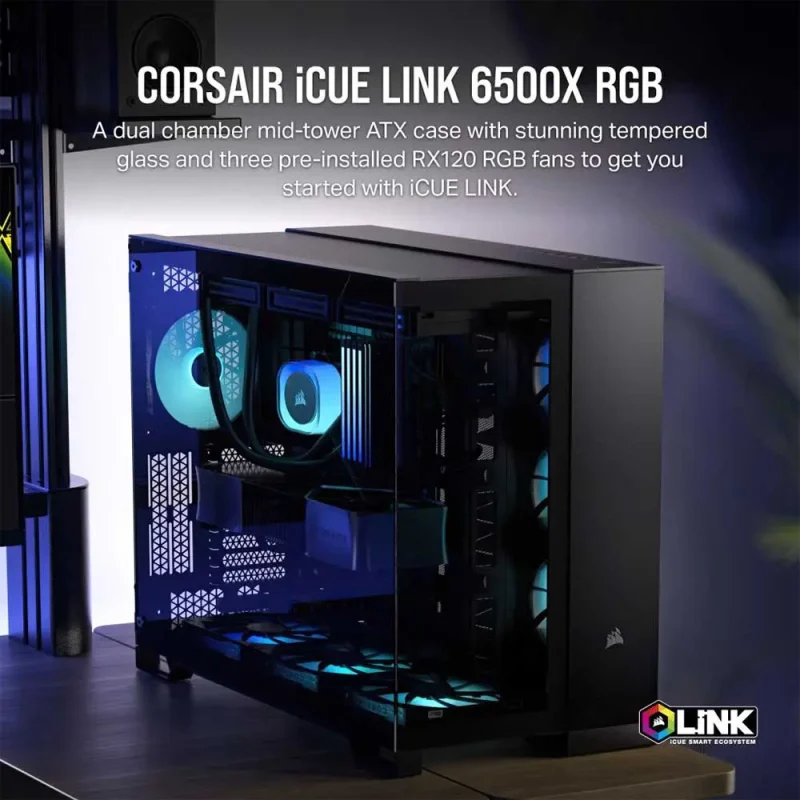Corsair iCUE Link 6500X Rgb Mid-Tower Atx Dual Chamber Pc Cabinet Black (CC-9011269-WW) - Image 3