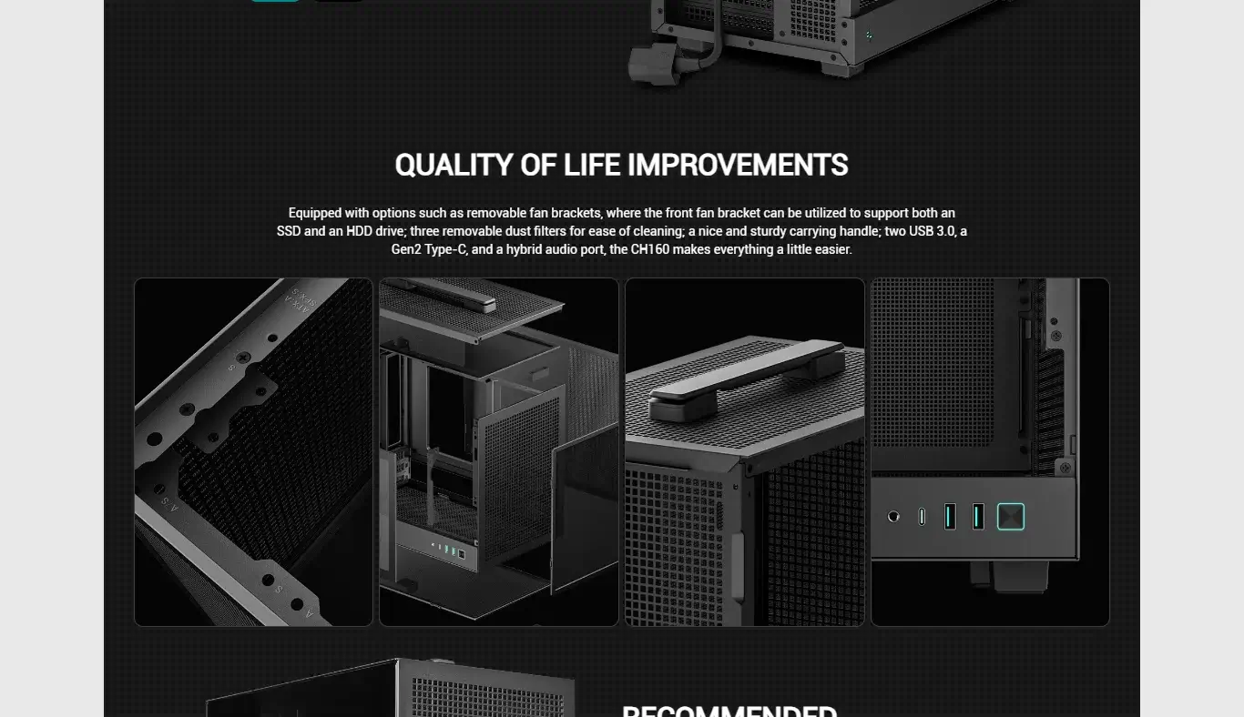 DeepCool CH160 Mini-Itx Mini Tower Cabinet (Black) (R-CH160-BKNGI0-G-1) 16 DeepCool CH160 Mini Itx Mini Tower Cabinet Black Feature 5