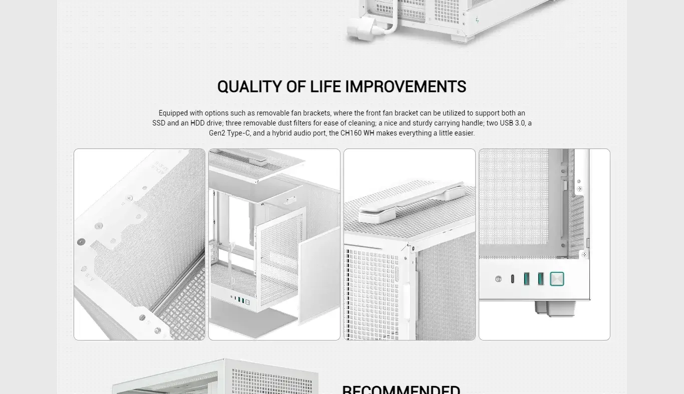 DeepCool CH160 Wh Mini-Itx Mini Tower Cabinet (White) (R-CH160-WHNGI0-G-1) 17 DeepCool CH160 Wh Mini Itx Mini Tower Cabinet White Feature 5