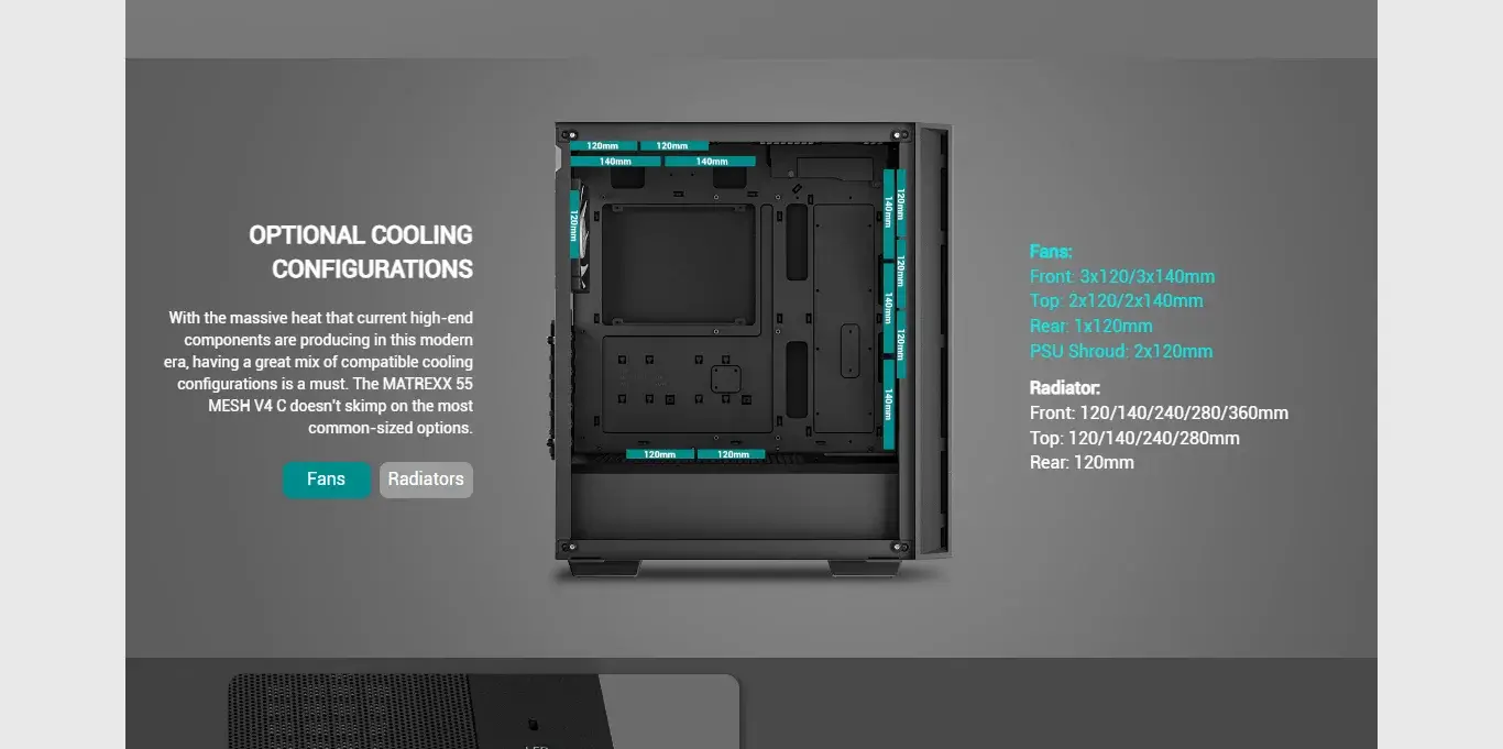DeepCool Matrexx 55 Mesh V4 C Argb Atx Mid Tower Cabinet (Black) (R-MATREXX55-BCAGA4-G-4) 15 DeepCool Matrexx 55 Mesh V4 C Argb Atx Mid Tower Cabinet Black Feature 4