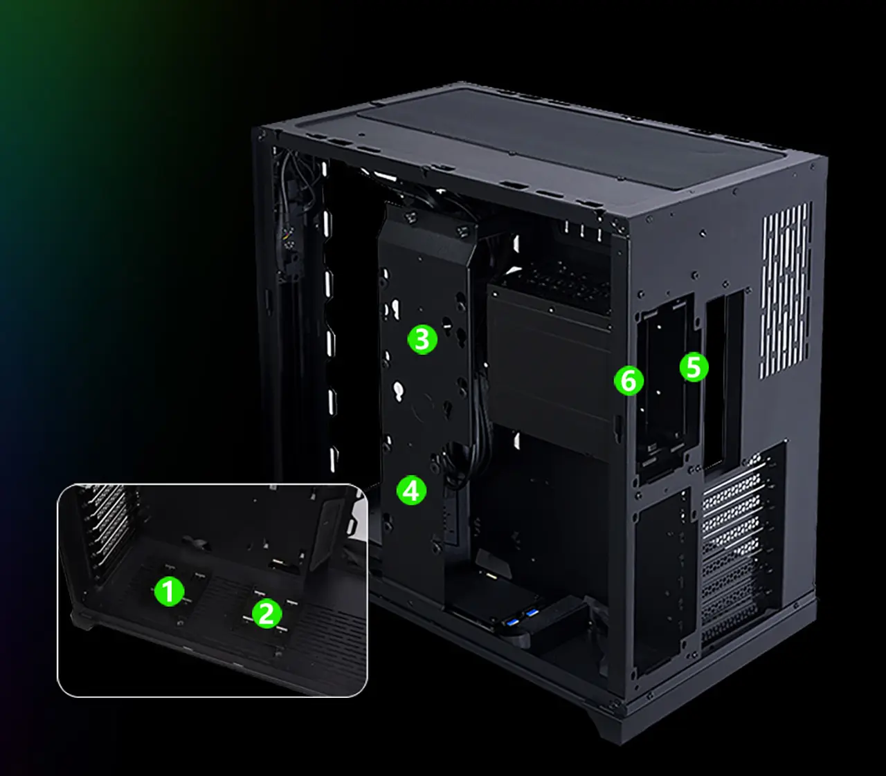 Lian Li Pc O11 Dynamic Razer Edition Mid Tower Gaming Cabinet 12 LIAN LI PC O11 DYNAMIC RAZER EDITION feature 8