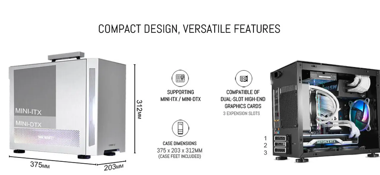 Lian Li Pc-Tu150 M-Dtx Mini Tower Cabinet With Tempered Glass Side Panel (Silver) (G99-TU150WA-IN) 10 LIAN LI TU150 Aluminium Cabinet feature 3