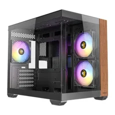 Antec CX600M Wood ARGB M-ATX Mini Tower Cabinet (Black) (CX600M-WOOD-ARGB-BLACK)