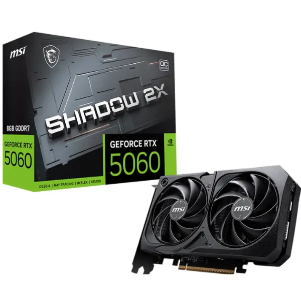 ZOTAC GAMING GeForce MSI RTX 5060 8GB SHADOW 2X OC GDDR7 Graphics Card
