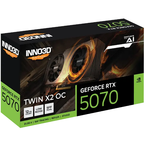 INNO3D GeForce RTX 5070 TWIN X2 OC 12GB GDDR7 Graphics Card 2 INNO3D GeForce RTX 5070 TWIN X2 OC 12GB GDDR7 Graphics Card